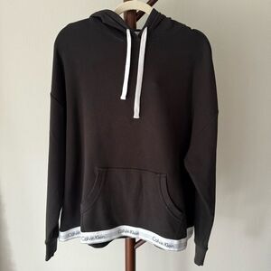 Calvin Klein Women's Modern Cotton Lounge Drawstring Hoodie Black